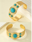 economico Bracciale da donna-Bracciale rigido vintage da donna in oro con pietre turchesi – bracciale regolabile in stile boho per donne, ideale per outfit casual, feste e festival estivi