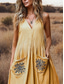 cheap Boho Dress-Women&#039;s Long Dress Maxi Dress Casual Dress Swing Dress Summer Dress Boho Dress Vintage Vacation Daily Holiday Regular Fit Floral Sleeveless V Neck Yellow Summer