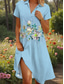 preiswerte Blumenkleid-Damen Midikleid A Linie Kleid Sommerkleid Urlaub Lässig Strand Date Sommerkleid Normale Passform Blumen Grafik Kurzarm Revers Rosa Blau Grün Sommer