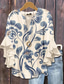 abordables Tops Florales-Blusa para mujeres con mangas de volantes en capas estampado floral gráfico bohemia vintage estilo diario de longitud 3/4 escote en V tops regulares prendas para uso diario vacaciones estampado en