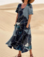 cheap Print Floral Dresses-Women&#039;s Long Dress Maxi Dress Casual Dress Swing Dress Summer Dress Elegant Fashion Romantic Outdoor Party Holiday Regular Fit Flower Short Sleeve Crew Neck Black Blue Green Summer