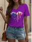 cheap Independence Day Top-Women&#039;s Patriotic  T Shirt Heart Graphic Star Vintage Stylish Classic Short Sleeve V Neck Regular Tops Daily Weekend Print Black White Pink Red Blue Summer Spring