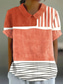 cheap Stripe&amp;Geometric Tops-Women&#039;s Blouse Graphic Geometric Striped Elegant Daily Stylish Short Sleeve Shirt Collar Regular Tops Work Daily Holiday Lace Yellow Blue Orange Summer Spring