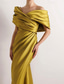 cheap YELLOW-Yellow Dress High Fashion Mustard Dress Mermaid / Trumpet Evening Gown Cocktail Dress Formal Wedding Floor Length Sleeveless Off Shoulder Satin with Ruched Details Slit 2025