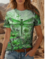 cheap Animals tee-Women&#039;s T Shirt Floral Graphic Dragonfly Vintage Stylish Classic Short Sleeve Crew Neck Round Neck Regular Tops Daily Print Yellow Red Blue Purple Green Summer Spring