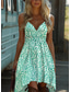 baratos Vestidos Estilo Boho-Mulheres Minivestido Vestido de decote Férias Festa Casual Para Noite Praia Padrão Floral Gráfico Sem Manga Decote V Com Alças Finas Verde Claro Vermelho Azul Verde Verão Primavera