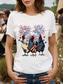 cheap Independence Day Top-Women&#039;s Patriotic  T Shirt Graphic Animal Flag Vintage Stylish Classic Short Sleeve Crew Neck Round Neck Regular Tops Daily Weekend Print Black White Pink Red Blue