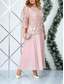 preiswerte Teelänge-A-Linie Plus Size Kleid Mutter der Braut Kurvenkleid Elegantes Rundhals Knöchellanges Spitze 3/4-lange Ärmel mit einfarbig