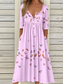 cheap Floral Dress-Women&#039;s Midi Dress Casual Dress Sundress A Line Dress Summer Dress Vacation Casual Beach Holiday Loose Fit Floral Graphic Short Sleeve Crew Neck White Pink Blue Summer