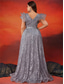 cheap CHAMPAGNE-A-Line Plus Size Dresses Elegant Curve Dress Formal Wedding Floor Length Sleeveless V Neck Lace with Sequin