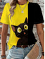 cheap Animals tee-Women&#039;s T Shirt Graphic Animal Cat Vintage Stylish Classic Short Sleeve Crew Neck Round Neck Regular Tops Daily Weekend Print Yellow Summer Spring
