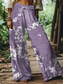 abordables jambe large et taille haute-Femmes Jambe large Chinos Pantalons Amples Vacances ancien Mode Longueur complète Taille haute Fleuri Graphique Impression Respirant Doux Micro-Élastique Formel Vacances Rue Violet Vert Gris Ét