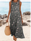 tanie Sukienki boho-Damskie Sukienka maxi Sukienka A line Sukienka z odkrytymi ramionami Urlop Codzienny Boho Wyjściowe Luźny / a Kwiaty Graficzny W Tureckie Wzory Bez rękawów Dekolt w kształcie litery U Brązowy