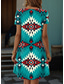 levne Boho šaty-Dámské Boho šaty západní šaty vintage mini šaty T-shirt šaty tee šaty letní šaty prázdninové ležérní plážové vycházkové regular fit grafické kmenové krátký rukáv V výstřih červená modrá fialová