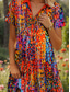abordables Art &amp; Design Robe-Femmes Robe Midi Robe trapèze Robe d&#039;été Vacances Occasionnel Chaussures de plage Date Robe d&#039;Été Coupe régulière Graphique Géométrique Abstrait Manche Courte Revers Jaune Rouge Bleu Violet Été