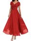 cheap Floor Length-A-Line Mother of the Bride Dress Elegant V Neck Floor Length Polyester Short Sleeve with Solid Color 2025