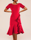 abordables Robe Simple-Femmes Robe Midi Robe de Bal Robe de Soirée Robes Péplum Mode Soirée Coupe régulière Uni Manche Courte Col ras du cou Noir Vin Été