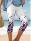 cheap Floral Print-Women&#039;s Leggings Capri Pants High Elasticity Vacation Vintage Fashion Calf-Length High Waist Graphic Leaf Printing Thermal Warm Breathable Soft Stretchy Formal Outdoor Vacation claret Earth