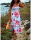 preiswerte Blumenkleider-Damen Maxikleid A Linie Kleid Schulterfreies Kleid Urlaub Lässig Strand Party Normale Passform Blumen Grafik Ärmellos Quadrathals Schwarz Weiß Blau Grün Sommer Frühling