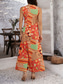 tanie Sukienki boho-Damskie Sukienka maxi Sukienka A line Letnie sukienki Urlop Codzienny Święto Luźna Kwiaty Graficzny Bez rękawów W serek Pomarańczowy Lato