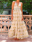 cheap Elegant Floral Dresses-Women&#039;s Long Dress Maxi Dress Cotton Linen Dresses Casual Dress Fashion Outdoor Party Holiday Regular Fit Flower Short Sleeve Halter Neck Beige Summer