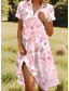 abordables Robe Fleurie-Femmes Robe Midi Robe trapèze Robe d&#039;été Vacances Occasionnel Chaussures de plage Date Robe d&#039;Été Coupe régulière Fleuri Graphique Manche Courte Revers Rose Claire Rouge Bleu Fuchsia Été