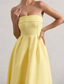 cheap White Graduation Dresses-Women&#039;s Midi Dress White Dress Graduation Dress Prom Dress Party Dress Fashion Wedding Party Evening Party Regular Fit Plain Sleeveless Strapless Black White Yellow Pink Summer