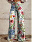 preiswerte weites Bein und hohe Taille-Damen Weites Bein Chinos Urlaub Mode Streetwear Volle Länge Hohe Taille Blumen Tasche Drucken Bequem Weich Mikroelastisch Outdoor Straße Weiß Gelb Marinenblau Blau Sommer Frühling Normale Passform