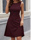 cheap Stripe&amp;Geometric Dress-Women&#039;s Mini Dress A Line Dress Work Dresses Off The Shoulder Dress Vacation Office Regular Fit Plaid Sleeveless Crew Neck Black White Wine Navy Blue Summer