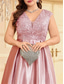 cheap CHAMPAGNE-A-Line Plus Size Dresses Elegant Curve Dress Formal Wedding Floor Length Short Sleeve V Neck Satin Backless with Pleats 2025