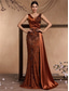 ieftine portocală-Trompetă / Sirenă Rochii de Quinceanera Elegant Rochie Oficial Nuntă Lungime Podea Fără manșon În V Satin cu Rochie cu fanta 2025