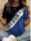 cheap Stripe&amp;Geometric tee-Music Festival Women&#039;s T Shirt Graphic Geometric Vintage Stylish Classic Short Sleeve Crew Neck Round Neck Regular Tops Daily Weekend Print Black+White+Gray Red Blue Purple Green Summer Spring