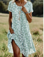 abordables Robes fleuries-Femmes Mini Robe Robe T-Shirt Robe d&#039;Été Vacances Occasionnel Sortir Coupe régulière Fleuri Graphique Manche Courte Col en V Bleu Violet Vert Été