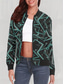 cheap Bomber Jacket-Women&#039;s Bomber Jacket Comfortable Breathable Zipper Print Casual Geometric Vacation Street Casual Daily Wear Zipper Regular Stand Collar Regular Fit Long Sleeve Outerwear Black Wine Navy Blue Spring
