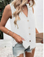 voordelige Effen Tanktop-Dames Hemdje Tanktop Effen Kleur Dagelijks Stijlvol Casual Mouwloos Overhemdkraag Normale tops Dagelijks Knop Zwart Wit Wijn blauw Groen Zomer