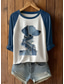 cheap Animals tee-Women&#039;s T Shirt Graphic Animal Dog Vintage Stylish Classic Long Sleeve Crew Neck Long Tops Daily Print Blue Light Blue Summer Spring