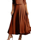 cheap Floor Length-A-Line Mother of the Bride Dress Elegant Simple Crew Neck Ankle Length Polyester Half Sleeve with Pleats Solid Color 2025
