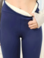 ieftine Leggings cu căptușeală din fleece-Pentru femei colanți căptușiți cu fleece Pantaloni din lână Pantaloni Jambiere Șic Stradă Casual Lungime totală Natural Simplu Talie elastică Termic cald În aer liber Sfârșit de săptămână Roșu Vin