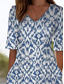cheap Print Jumpsuit-Women&#039;s Normal Jumpsuit Active Abstract Half Sleeve Wide Leg Round Neck Pocket Print Vacation Daily Regular Fit Blue Summer