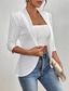 abordables vestes décontractées-Femmes Veste Décontractée Respirant Séchage Rapide Dentelle Occasionnel Bureau / Carrière Sans Col Coupe régulière Manche 3/4 Vêtements d&#039;extérieur Noir Blanche Parme Printemps Automne