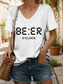 cheap Humor&amp;Quotes tee-Oktoberfest Women&#039;s T Shirt Graphic Letter Vintage Stylish Classic Short Sleeve V Neck Regular Tops Daily Print Black White Yellow Red Blue Summer Spring