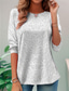 cheap Plain tee-Women&#039;s T Shirt 3D Print Floral Elegant Vintage Fashion Long Sleeve Crew Neck Regular Tops Daily Going out Weekend Print Pearl Summer Spring