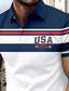 olcso Fesztivál-Amerikai függetlenség napja Férfi AEÁ Pólóingek Button Up Polos Golfing Rövid ujjú Pólóingek Hajtóka Divat Alkalmi Napi Fesztivál Nyomtatott Nyár Medence