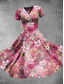 ieftine rochie florală-Pentru femei Rochii Midi Rochie de schimb Rochie de vară Vacanță Casual Zilnic Fit regulat Floral Grafic Manșon scurt În V Roz Îmbujorat Roșu-aprins Albastru piscină Mov Vară Primăvară