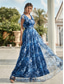 tanie Półformalny / Koktajl-Suknie Quinceanera A-Line Elegancka Suknia Formalna Ślubna Długość do Podłogi Bez Rękawów Dekolt w Kształcie V Chiffon z Kwiatowym Wzorem