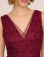 cheap Tea Length-A-Line Mother of the Bride Dress Elegant Simple Minimalist V Neck Floor Length Lace Tulle Sleeveless with Ribbon Embroidered Appliques