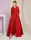 preiswerte Overalls für Mütter-Jumpsuit  Hosenanzug Mutter der Braut Smoking Formelle Hochzeitsgast Elegante Party Einfaches Hemdkragen Knöchellang Satin 3/4-lange Ärmel mit Schleife(n) kostenlose Maßanfertigung