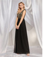 cheap BLACK-A-Line Quinceanera Dresses Elegant Dress Formal Wedding Floor Length Sleeveless V Neck Chiffon V Back with Pleats 2025