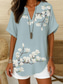 cheap Boho Tops-Women&#039;s Boho Shirt Floral Graphic Bohemia Active Vintage Short Sleeve V Neck Regular Tops Daily Holiday Beach Wear Red Blue Purple Beige Summer Spring