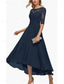 billige Gulvlengde-A-Linje Brudens Mor Klær Formell Bryllupsgjest Elegant Crew Neck Gulvlengde Chiffon Halv Erme med Ensfarget